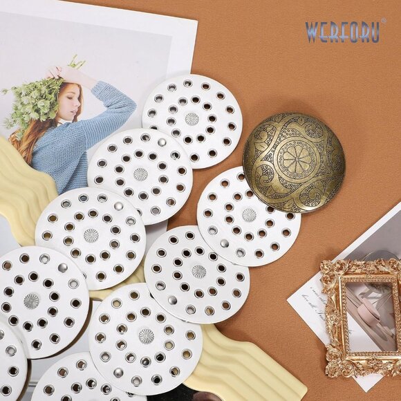 Women Vintage Leather Boho Belt Western Disc Waist Belt for Dress or Jeans - Picture 5 of 6